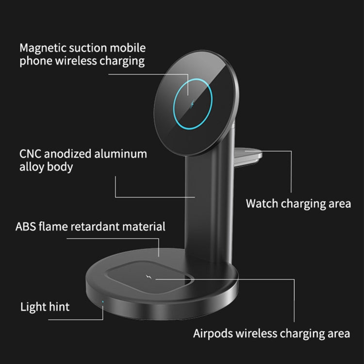 TOTUDESIGN S36 Speedy Series 3 In 1 Magnetic Wireless Charger (Black) - Wireless Charger by TOTUDESIGN | Online Shopping UK | buy2fix