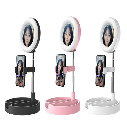 WK G3 Folding Storage Type Desktop Multi-function Live Light Makeup Mirror Holder (Black) - Selfie Light by WK | Online Shopping UK | buy2fix