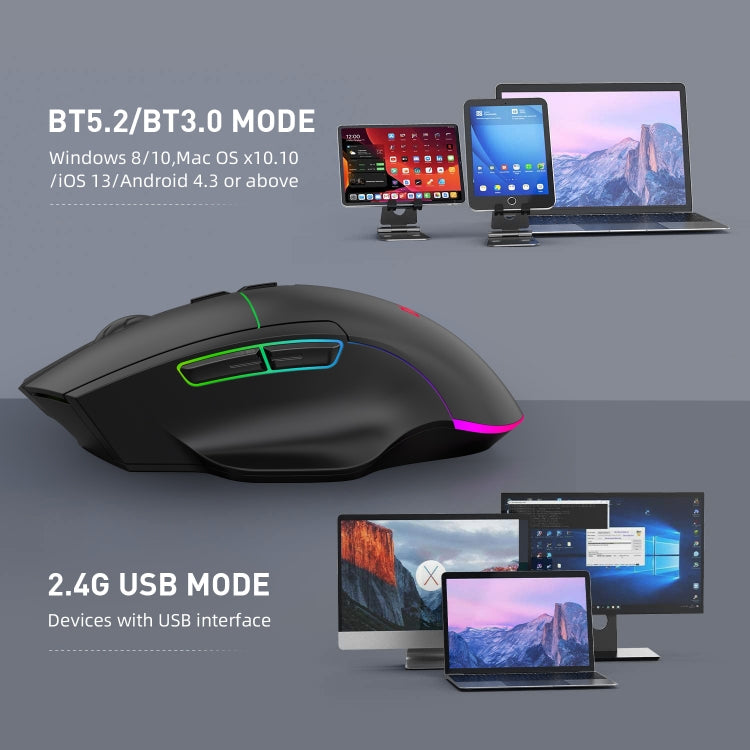 MKESPN X11 Bluetooth Three-modes Charging Wireless RGB Gaming Mouse - Wireless Mice by MKESPN | Online Shopping UK | buy2fix