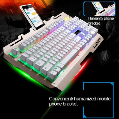 ZGB G700 104 Keys USB Wired Mechanical Feel Glowing Metal Panel Suspension Gaming Keyboard with Phone Holder(Gold) - Wired Keyboard by buy2fix | Online Shopping UK | buy2fix