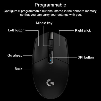 Logitech G304 LIGHTSPEED 12000 DPI 6 Programmable Buttons HERO Sensor Wireless Gaming Mouse (White) - Wireless Mice by Logitech | Online Shopping UK | buy2fix