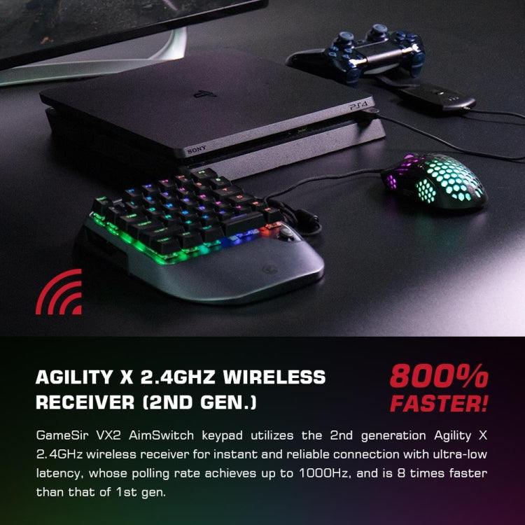 GameSir  VX2 AimSiwtch One-handed Wireless Gaming Keyboard & Mouse Kit(Black) - Other Accessories by GameSir | Online Shopping UK | buy2fix