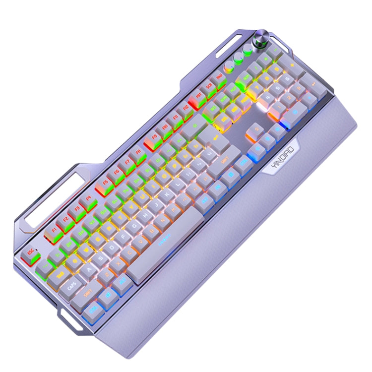 YINDIAO K100 USB Metal Mechanical Gaming Wired Keyboard, Mixed Light Blue Shaft (White) - Wired Keyboard by YINDIAO | Online Shopping UK | buy2fix