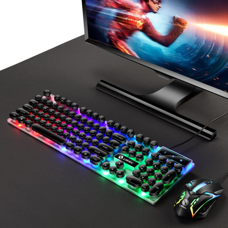 TX300 Mechanical Feel Backlight Punk Wired Keyboard Mouse Set (Black) - Wired Keyboard by buy2fix | Online Shopping UK | buy2fix