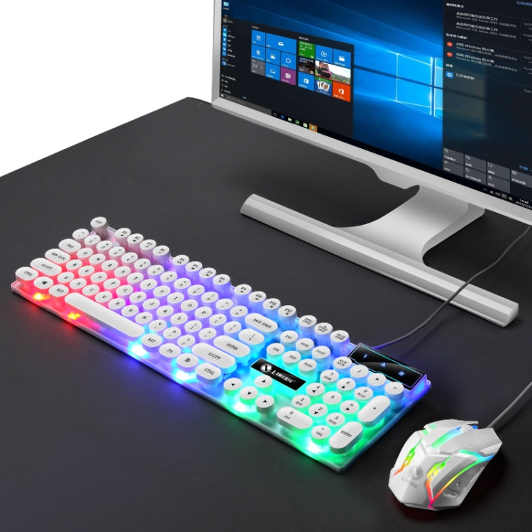 TX300 Mechanical Feel Backlight Punk Wired Keyboard Mouse Set (White) - Wired Keyboard by buy2fix | Online Shopping UK | buy2fix