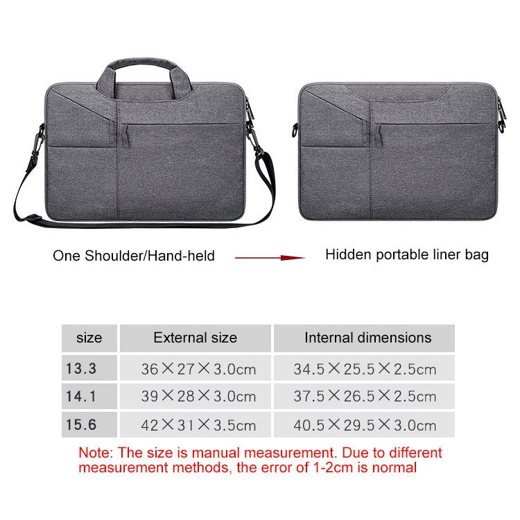 ST02S Waterproof Tear Resistance Hidden Portable Strap One-shoulder Handbag for 14.1 inch Laptops, with Suitcase Belt(Dark Gray) - Computer & Networking by buy2fix | Online Shopping UK | buy2fix