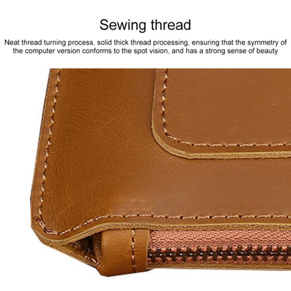 Universal Genuine Leather Business Laptop Tablet Zipper Bag For 13.3 inch and Below(Coffee) - 13.3 inch by buy2fix | Online Shopping UK | buy2fix