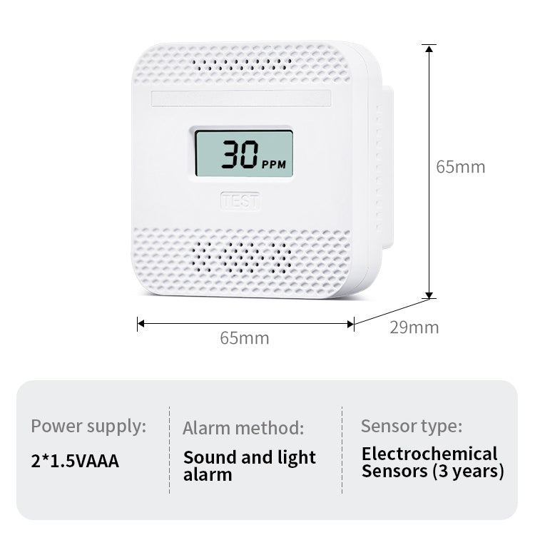 XY-C610 Car Mini Digital Display Carbon Monoxide Smoke Detector Alarm without Battery - Security by buy2fix | Online Shopping UK | buy2fix