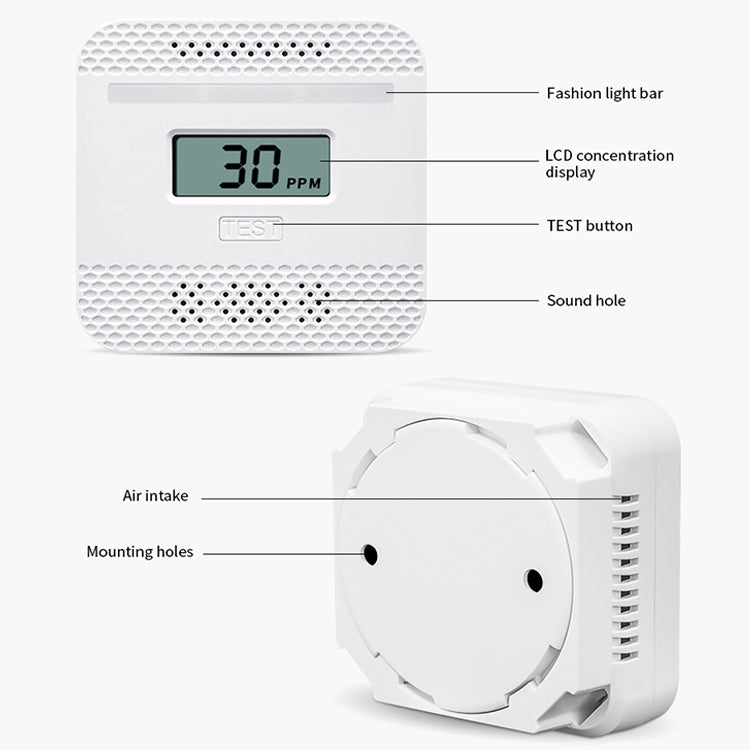 XY-C610 Car Mini Digital Display Carbon Monoxide Smoke Detector Alarm without Battery - Security by buy2fix | Online Shopping UK | buy2fix
