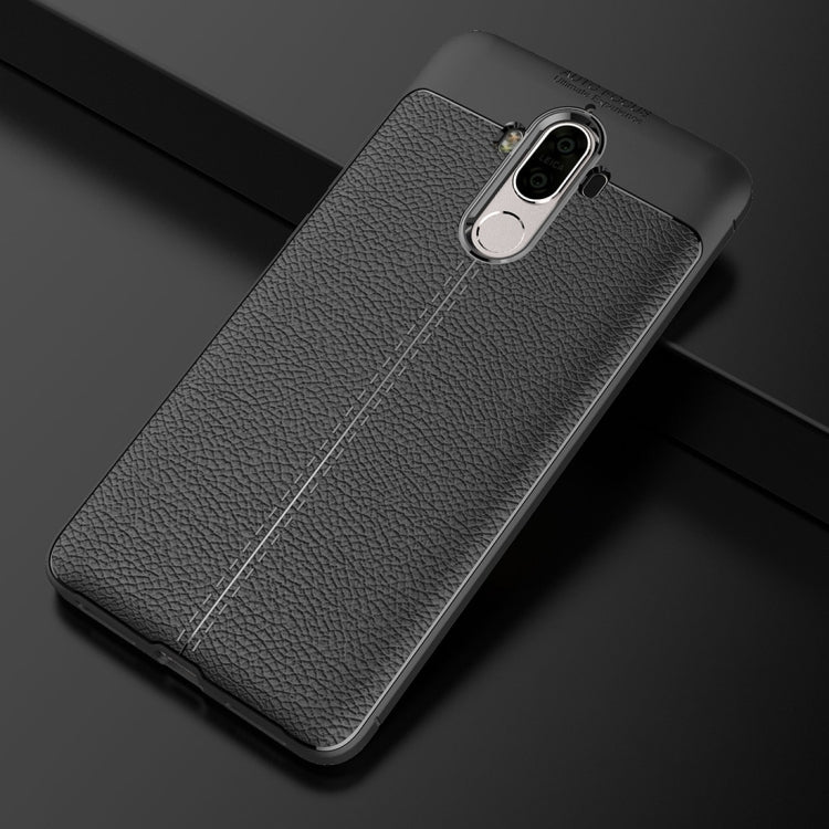 For Huawei  Mate 9 Litchi Texture Full Coverage TPU Protective Back Cover Case (Black) - Mobile Accessories by buy2fix | Online Shopping UK | buy2fix