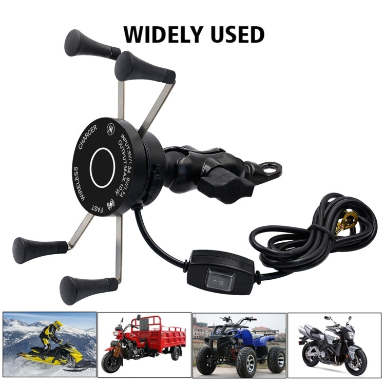 CS-878A1 Multi-function Motorcycle Wireless Wired Aluminum Alloy Mobile Phone Holder Charger (Black) - In Car by buy2fix | Online Shopping UK | buy2fix