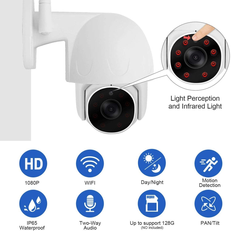 Tuya QX45 1080P Full HD IP65 Waterproof 2.4G Wireless IP Camera, Support Motion Detection & Two-way Audio & Night Vision & TF Card, EU Plug - Security by buy2fix | Online Shopping UK | buy2fix