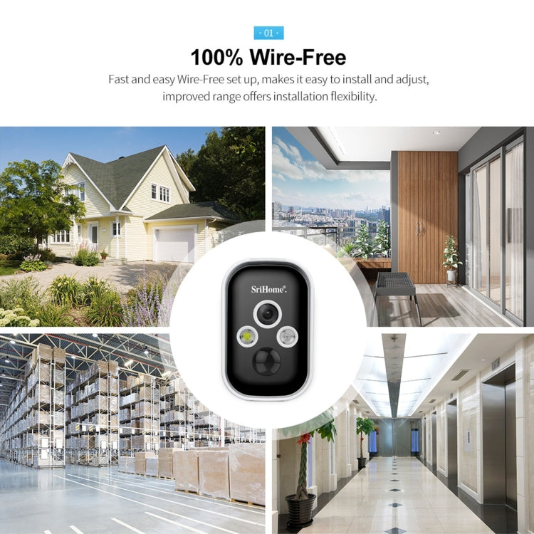 SriHome SH033 3.0 Million Pixels FHD Low Power Consumption Wireless Home Security Camera System - Security by SriHome | Online Shopping UK | buy2fix