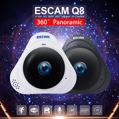 ESCAM Q8 960P 360 Degrees Fisheye Lens 1.3MP WiFi IP Camera, Support Motion Detection / Night Vision, IR Distance: 5-10m, EU Plug(White) - Security by ESCAM | Online Shopping UK | buy2fix
