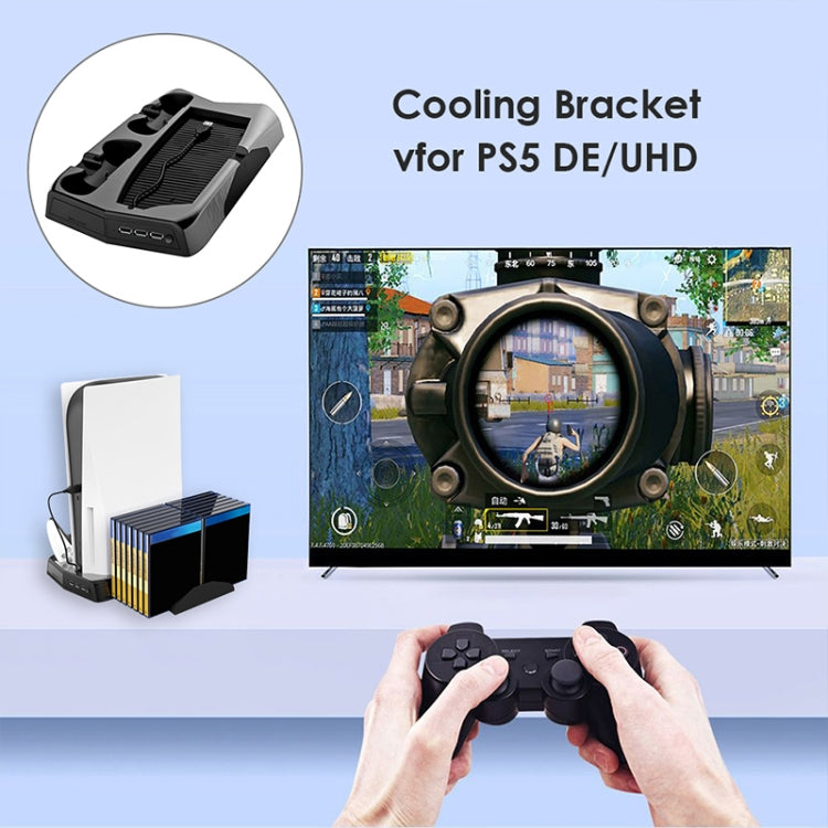 KJH P5-010-2 Multi-function Charging Cooling Fan Base with Storage Tray Bracket For PS5 De / UHD - Toys & Hobbies by buy2fix | Online Shopping UK | buy2fix
