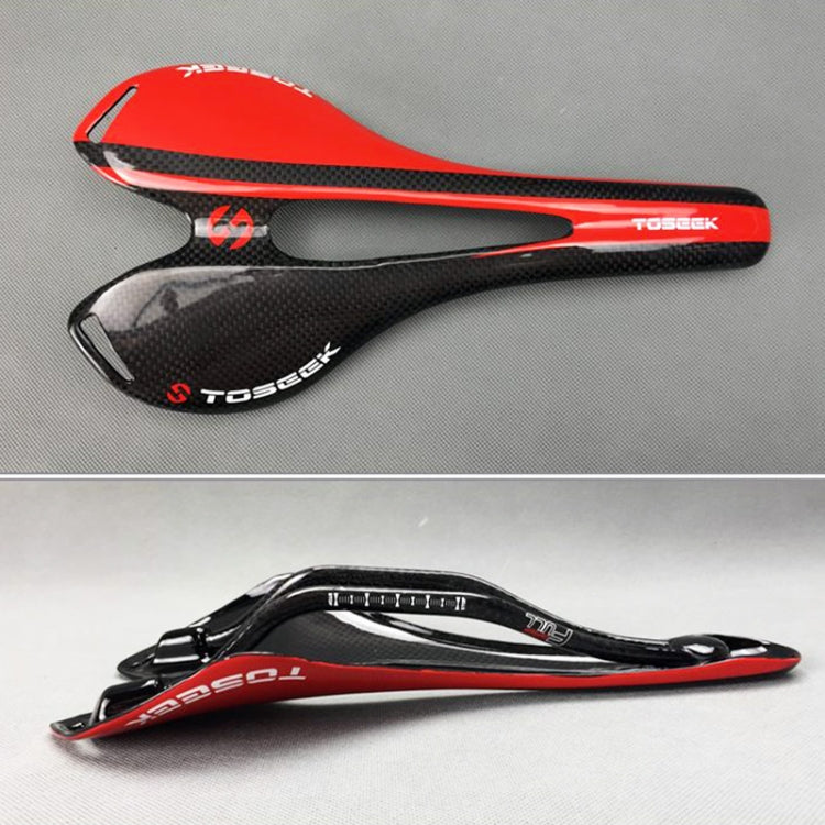 TOSEEK Road Bike Carbon Fiber Seat Bicycle Hollow Seat Saddle, 3K Texture + Light (Red) - Outdoor & Sports by TOSEEK | Online Shopping UK | buy2fix