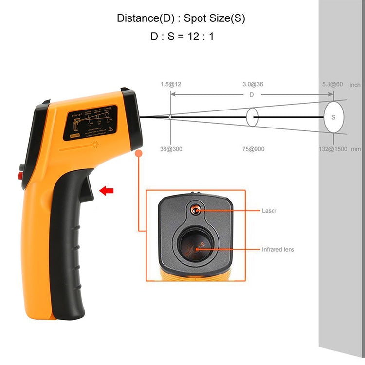 GM533 Portable Digital Laser Point Infrared Thermometer, Temperature Range: -50-530 Celsius Degree - Consumer Electronics by buy2fix | Online Shopping UK | buy2fix