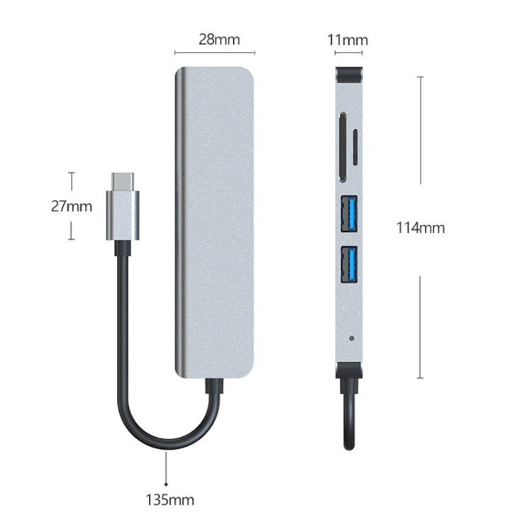 5 in 1 USB-C / Type-C to 4K HDMI + SD / TF Card Slot + USB 2.0 + USB 3.0 Multifunctional Docking Station HUB - Computer & Networking by buy2fix | Online Shopping UK | buy2fix