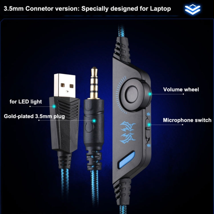 KOTION EACH G9000 3.5mm Game Gaming Headphone Headset Earphone Headband with Microphone LED Light for Laptop / Tablet / Mobile Phones,Cable Length: About 2.2m(Black Blue) - Multimedia Headset by KOTION EACH | Online Shopping UK | buy2fix