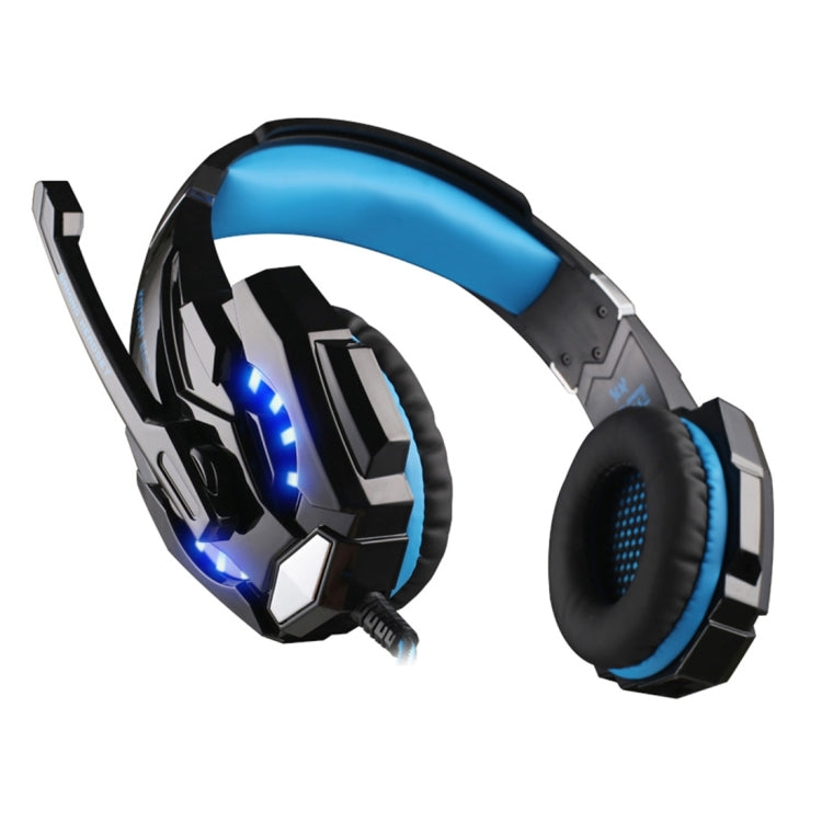 KOTION EACH G9000 3.5mm Game Gaming Headphone Headset Earphone Headband with Microphone LED Light for Laptop / Tablet / Mobile Phones,Cable Length: About 2.2m(Black Blue) - Multimedia Headset by KOTION EACH | Online Shopping UK | buy2fix