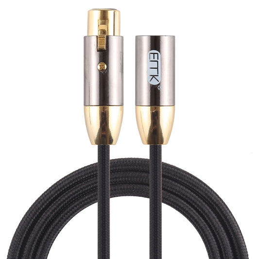 EMK XLR Male to Female Gold-plated Plug Cotton Braided Cannon Audio Cable for XLR Jack Devices, Length: 1m(Black) - Consumer Electronics by EMK | Online Shopping UK | buy2fix