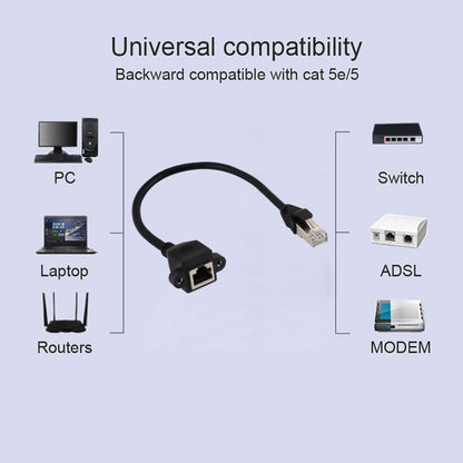 RJ45 Female to Male CATE5 Network Panel Mount Screw Lock Extension Cable , Length: 0.6m - Lan Cable and Tools by buy2fix | Online Shopping UK | buy2fix