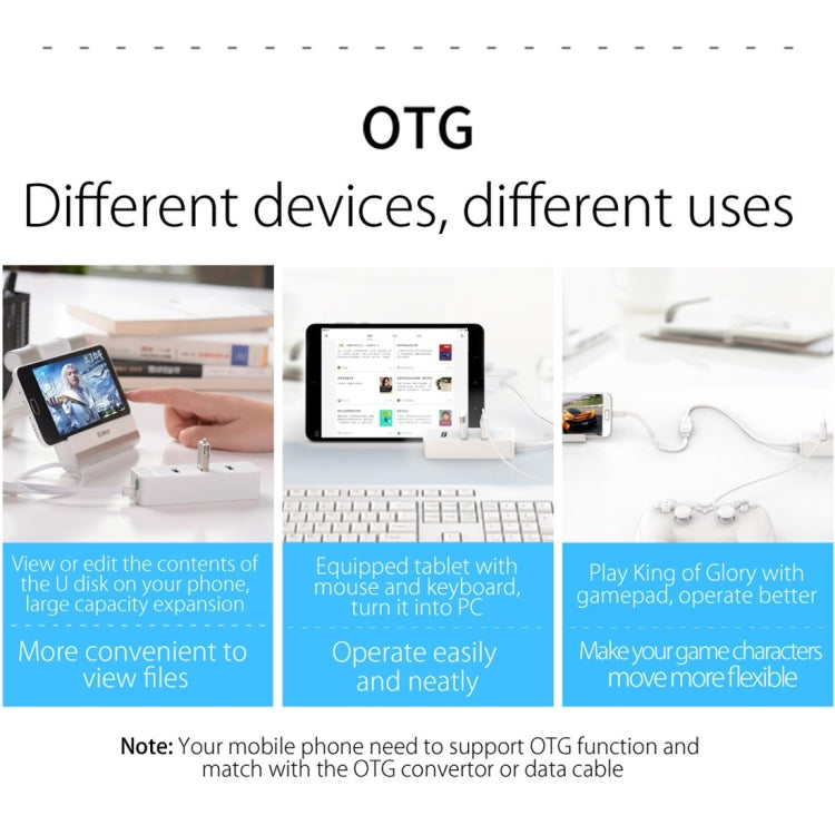 ORICO W5P-U2-30 USB 2.0 Desktop HUB with 30cm Micro USB Cable Power Supply(Black) -  by ORICO | Online Shopping UK | buy2fix