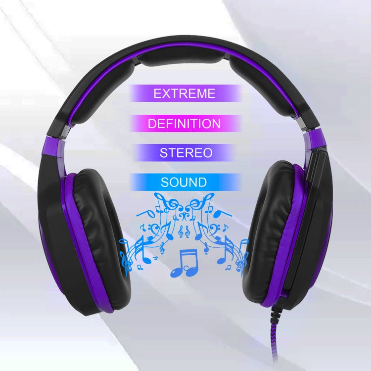 SADES AH-28 3.5mm Plug Wire-controlled Noise Reduction E-sports Gaming Headset with Retractable Microphone, Cable Length: 2m(Black purple) - Multimedia Headset by SADES | Online Shopping UK | buy2fix