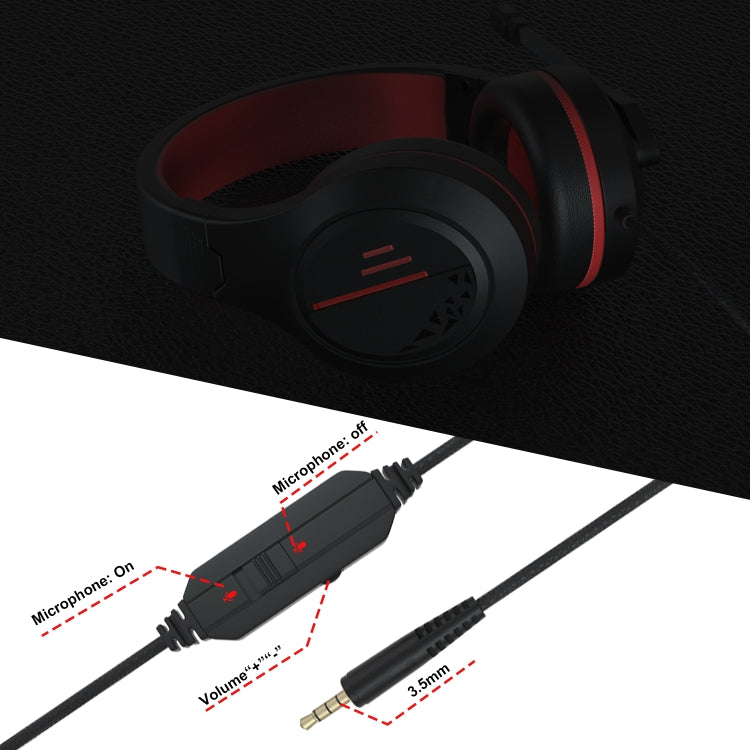 SADES MH601 3.5mm Plug Wire-controlled Noise Reduction E-sports Gaming Headset with Retractable Microphone, Cable Length: 2.2m(Black Red) - Multimedia Headset by SADES | Online Shopping UK | buy2fix