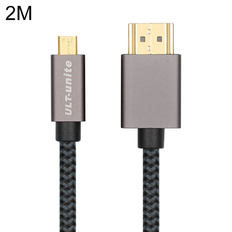 ULT-unite Gold-plated Head HDMI Male to Micro HDMI Male Nylon Braided Cable, Cable Length: 2m(Black) - Cable by ult-unite | Online Shopping UK | buy2fix