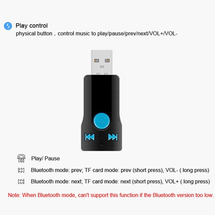 BC07 Mini Brushed Texture USB Bluetooth Receiver MP3 Player SD/TF Card Reader with Microphone & Audio Cable, Support Handsfree & AUX Output & 32GB Micro SD / TF Card & Two-sided USB Port Connecting - Car MP3 & MP4 & MP5 by buy2fix | Online Shopping UK | buy2fix