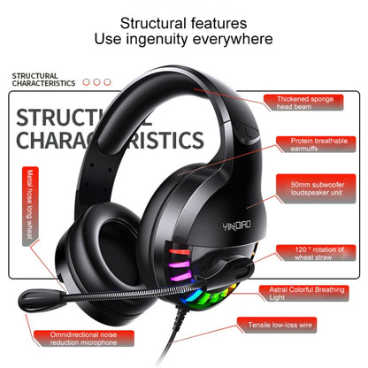 YINDIAO Q2 Head-mounted Wired Gaming Headset with Microphone, Version: Single USB Sound Card(Black) - Multimedia Headset by YINDIAO | Online Shopping UK | buy2fix