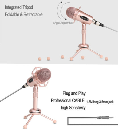 Yanmai Y20 Professional Game Condenser Microphone  with Tripod Holder, Cable Length: 1.8m, Compatible with PC and Mac for  Live Broadcast Show, KTV, etc.(Rose Gold) - Consumer Electronics by Yanmai | Online Shopping UK | buy2fix