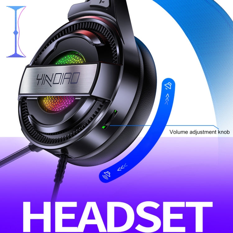 YINDIAO Q3 USB Wired E-sports Gaming Headset with Mic & RGB Light, Cable Length: 1.67m (White) - Multimedia Headset by YINDIAO | Online Shopping UK | buy2fix