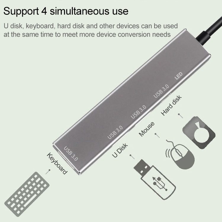 3019T 4 x USB 3.0 to USB-C / Type-C Aluminum Alloy HUB Adapter with LED Indicator - USB 3.0 HUB by buy2fix | Online Shopping UK | buy2fix