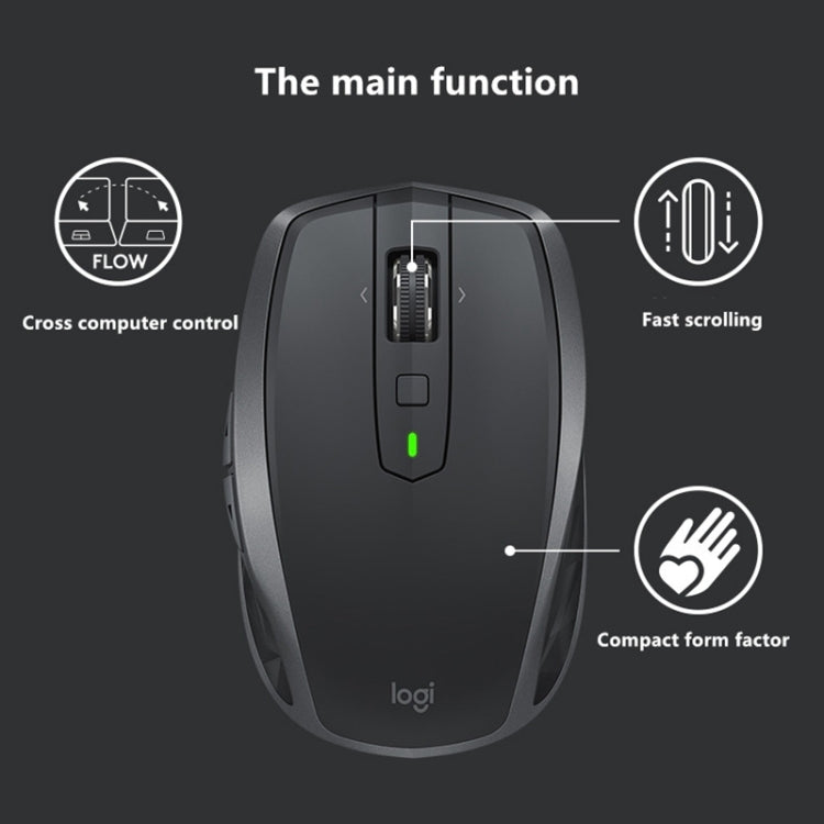 Logitech MX Anywhere 2S 4000DPI Bluetooth + Unifying Dual-mode Rechargeable Symmetrical Design Wireless Optical Gaming Mouse (Black) - Wireless Mice by Logitech | Online Shopping UK | buy2fix