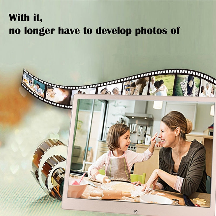 HSD1303 13.3 inch LED 1280x800 High Resolution Display Digital Photo Frame with Holder and Remote Control, Support SD / MMC / MS Card / USB Port, UK Plug(Gold) - Consumer Electronics by buy2fix | Online Shopping UK | buy2fix