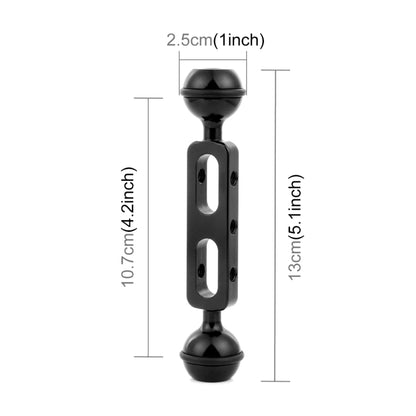 PULUZ 5.1 inch 13cm Aluminum Alloy Dual Balls Arm, Ball Diameter: 25mm(Black) - Diving Accessories by PULUZ | Online Shopping UK | buy2fix