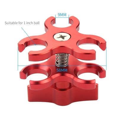PULUZ Triple Ball Clamp Open Hole Diving Camera Bracket CNC Aluminum Spring Flashlight Clamp for Diving Underwater Photography System(Red) - Camera Accessories by PULUZ | Online Shopping UK | buy2fix