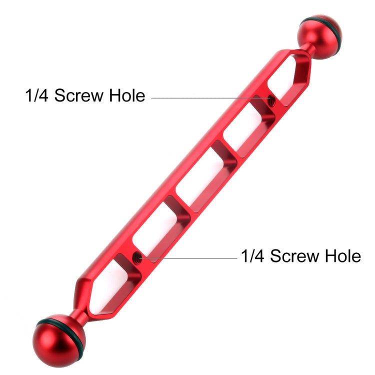 PULUZ 11.0 inch 27.9cm Aluminum Alloy Dual Balls Arm, Ball Diameter: 25mm(Red) - Camera Accessories by PULUZ | Online Shopping UK | buy2fix