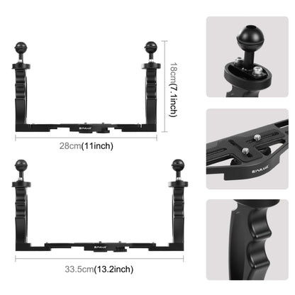 PULUZ Dual Handles Aluminium Alloy Tray Stabilizer for Underwater Camera Housings(Black) - Diving Accessories by PULUZ | Online Shopping UK | buy2fix