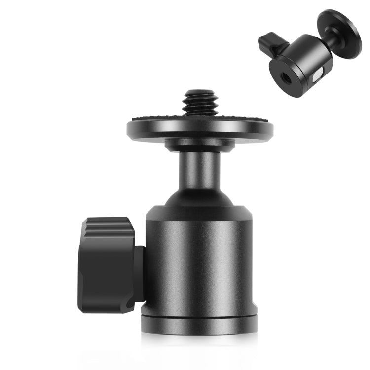 PULUZ 1/4 inch Inner Screw Metal Tripod Ball Head Adapter with Knob Lock(Black) - Tripod Heads by PULUZ | Online Shopping UK | buy2fix