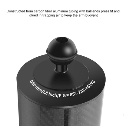 PULUZ 9.84 inch 25cm Length 80mm Diameter Dual Balls Carbon Fiber Floating Arm, Ball Diameter: 25mm, Buoyancy: 600g - Camera Accessories by PULUZ | Online Shopping UK | buy2fix