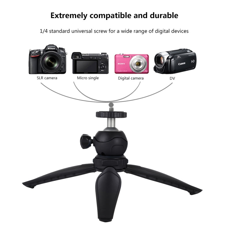 PULUZ 20cm Pocket Plastic Tripod Mount with 360 Degree Ball Head for Smartphones, GoPro, DSLR Cameras(Black) - Camera Accessories by PULUZ | Online Shopping UK | buy2fix