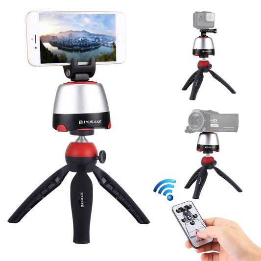 PULUZ Electronic 360 Degree Rotation Panoramic Head + Tripod Mount + GoPro Clamp + Phone Clamp with Remote Controller for Smartphones, GoPro, DSLR Cameras(Red) - Tripods by PULUZ | Online Shopping UK | buy2fix