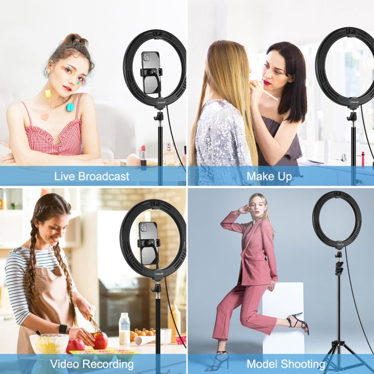 PULUZ 10.2 inch 26cm USB 3 Modes Dimmable LED Ring Vlogging Selfie Beauty  Photography Video Lights with Tripod Ball Head & Phone Clamp(Black) - Ring Light by PULUZ | Online Shopping UK | buy2fix