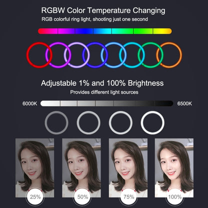 PULUZ 11.8 inch 30cm RGB Dimmable LED Ring Vlogging Selfie Photography Video Lights with Cold Shoe Tripod Ball Head & Phone Clamp (Black)(US Plug) - Ring Light by PULUZ | Online Shopping UK | buy2fix