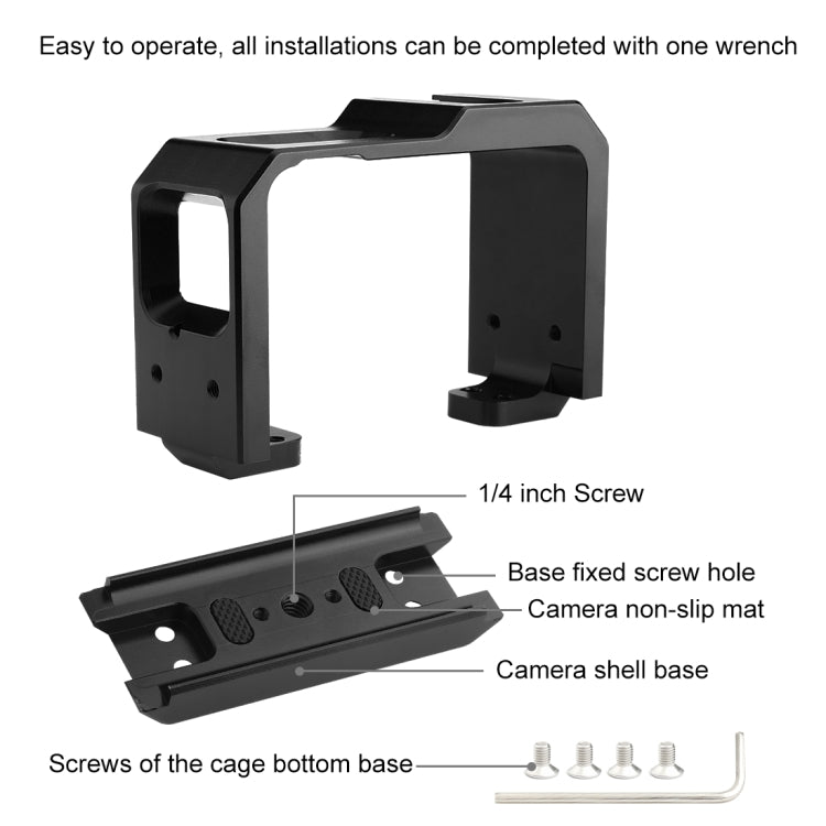 PULUZ Aluminum alloy Frame Mount Protective Case Cage with Cold Shoe Base Slot & Tripod Base Adapter for Insta360 One R(Black) - Mount & Holder by PULUZ | Online Shopping UK | buy2fix