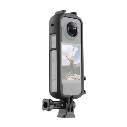 For Insta360 X3 PULUZ Cold Shoe PC Plastic Protective Frame with Adapter Mount & Screw (Black) - DJI & GoPro Accessories by PULUZ | Online Shopping UK | buy2fix