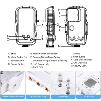 PULUZ 40m/130ft Waterproof Diving Case for iPhone 15 Pro Max / 15 Plus / 14 Plus / 14 Pro Max / 13 Pro Max / 12 Pro Max / 11 Pro Max, with One-way Valve Photo Video Taking Underwater Housing Cover(White) - iPhone 15 Pro Max Cases by PULUZ | Online Shopping UK | buy2fix